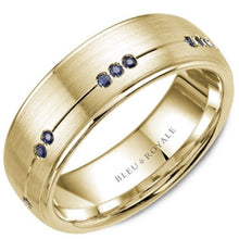 Load image into Gallery viewer, Bleu Royale Brushed Finish Blue Sapphire Wedding Band

