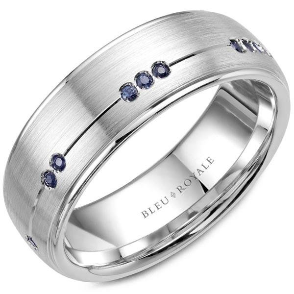 Bleu Royale Brushed Finish Blue Sapphire Wedding Band