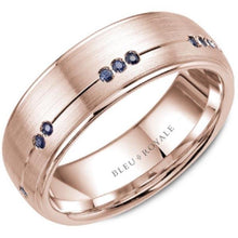 Load image into Gallery viewer, Bleu Royale Brushed Finish Blue Sapphire Wedding Band
