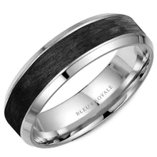 Load image into Gallery viewer, Bleu Royale Forged Black Carbon Beveled Edge Wedding Band

