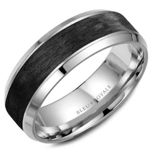 Load image into Gallery viewer, Bleu Royale Forged Black Carbon Beveled Edge Wedding Band
