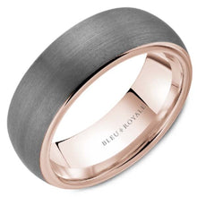 Load image into Gallery viewer, Bleu Royale Frosted Grey Tantalum Wide Rose Gold Wedding Band
