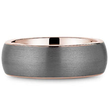 Load image into Gallery viewer, Bleu Royale Frosted Grey Tantalum Wide Rose Gold Wedding Band

