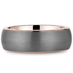 Bleu Royale Frosted Grey Tantalum Wide Rose Gold Wedding Band