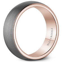 Load image into Gallery viewer, Bleu Royale Frosted Grey Tantalum Wide Rose Gold Wedding Band
