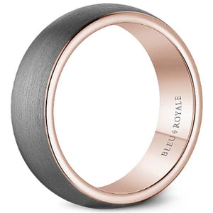 Bleu Royale Frosted Grey Tantalum Wide Rose Gold Wedding Band