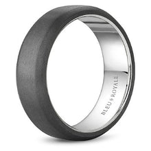 Load image into Gallery viewer, Bleu Royale Grey Sandpaper Finish Tantalum Wedding Band
