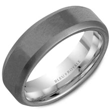 Load image into Gallery viewer, Bleu Royale Grey Sandpaper Finish Tantalum Wedding Band

