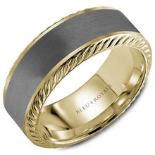 Load image into Gallery viewer, Bleu Royale Tantalum &amp; Rope Texture Gold Wedding Band
