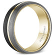 Load image into Gallery viewer, Bleu Royale Three-Tone Gold, Forged Carbon &amp; Tantalum Stripe Wedding Band
