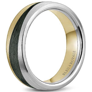 Bleu Royale Two-Tone Gold Black Carbon Swish Wedding Band