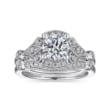 Load image into Gallery viewer, Gabriel &amp; Co. &quot;Columbus&quot; Art Deco Style Halo Diamond Engagement Ring

