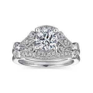 Gabriel & Co. "Columbus" Art Deco Style Halo Diamond Engagement Ring