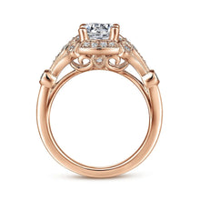 Load image into Gallery viewer, Gabriel &amp; Co. &quot;Columbus&quot; Art Deco Style Halo Diamond Engagement Ring
