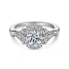 Load image into Gallery viewer, Gabriel &amp; Co. &quot;Columbus&quot; Art Deco Style Halo Diamond Engagement Ring
