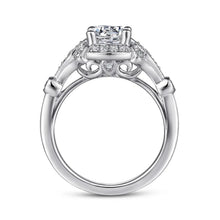 Load image into Gallery viewer, Gabriel &amp; Co. &quot;Columbus&quot; Art Deco Style Halo Diamond Engagement Ring
