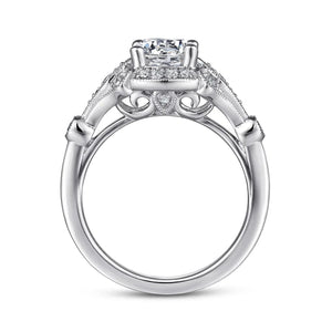 Gabriel & Co. "Columbus" Art Deco Style Halo Diamond Engagement Ring
