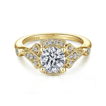 Load image into Gallery viewer, Gabriel &amp; Co. &quot;Columbus&quot; Art Deco Style Halo Diamond Engagement Ring

