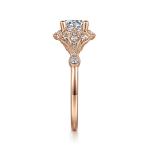 Gabriel & Co. "Columbus" Art Deco Style Halo Diamond Engagement Ring