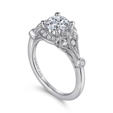 Load image into Gallery viewer, Gabriel &amp; Co. &quot;Columbus&quot; Art Deco Style Halo Diamond Engagement Ring
