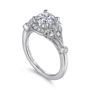 Gabriel & Co. "Columbus" Art Deco Style Halo Diamond Engagement Ring