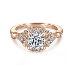 Gabriel & Co. "Columbus" Art Deco Style Halo Diamond Engagement Ring