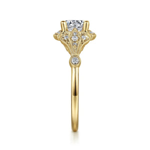Gabriel & Co. "Columbus" Art Deco Style Halo Diamond Engagement Ring