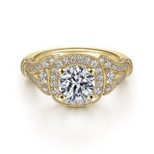 Load image into Gallery viewer, Gabriel &amp; Co. &quot;Delilah&quot; Vintage Style Diamond Halo Engagement Ring
