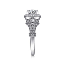 Load image into Gallery viewer, Gabriel &amp; Co. &quot;Delilah&quot; Vintage Style Diamond Halo Engagement Ring
