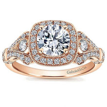 Load image into Gallery viewer, Gabriel &amp; Co. &quot;Delilah&quot; Vintage Style Diamond Halo Engagement Ring
