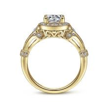 Load image into Gallery viewer, Gabriel &amp; Co. &quot;Delilah&quot; Vintage Style Diamond Halo Engagement Ring
