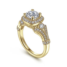 Load image into Gallery viewer, Gabriel &amp; Co. &quot;Delilah&quot; Vintage Style Diamond Halo Engagement Ring
