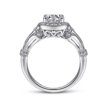 Load image into Gallery viewer, Gabriel &amp; Co. &quot;Delilah&quot; Vintage Style Diamond Halo Engagement Ring
