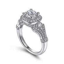 Load image into Gallery viewer, Gabriel &amp; Co. &quot;Delilah&quot; Vintage Style Diamond Halo Engagement Ring
