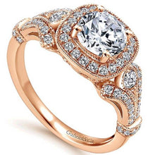 Load image into Gallery viewer, Gabriel &amp; Co. &quot;Delilah&quot; Vintage Style Diamond Halo Engagement Ring
