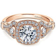 Load image into Gallery viewer, Gabriel &amp; Co. &quot;Delilah&quot; Vintage Style Diamond Halo Engagement Ring
