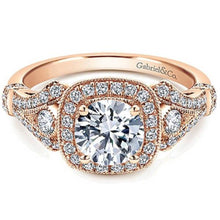 Load image into Gallery viewer, Gabriel &amp; Co. &quot;Delilah&quot; Vintage Style Diamond Halo Engagement Ring
