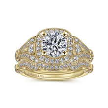 Load image into Gallery viewer, Gabriel &amp; Co. &quot;Delilah&quot; Vintage Style Diamond Halo Engagement Ring
