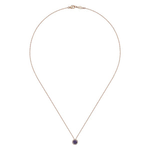 Gabriel & Co. Round Cut Amethyst & Diamond Halo Pendant