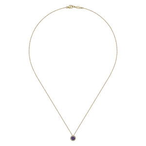 Gabriel & Co. Round Cut Amethyst & Diamond Halo Pendant