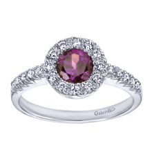 Load image into Gallery viewer, Gabriel &amp; Co. Round Cut Gemstone &amp; Diamond Halo Fashion Ring
