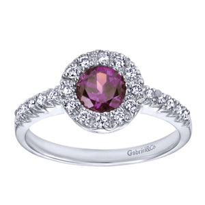 Gabriel & Co. Round Cut Gemstone & Diamond Halo Fashion Ring