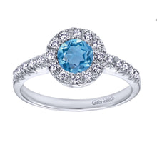 Load image into Gallery viewer, Gabriel &amp; Co. Round Cut Gemstone &amp; Diamond Halo Fashion Ring

