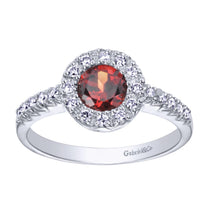 Load image into Gallery viewer, Gabriel &amp; Co. Round Cut Gemstone &amp; Diamond Halo Fashion Ring
