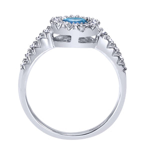 Gabriel & Co. Round Cut Gemstone & Diamond Halo Fashion Ring