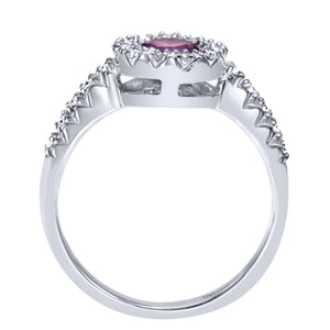 Gabriel & Co. Round Cut Gemstone & Diamond Halo Fashion Ring