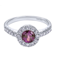 Load image into Gallery viewer, Gabriel &amp; Co. Round Cut Gemstone &amp; Diamond Halo Fashion Ring
