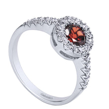 Load image into Gallery viewer, Gabriel &amp; Co. Round Cut Gemstone &amp; Diamond Halo Fashion Ring
