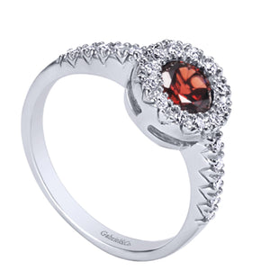 Gabriel & Co. Round Cut Gemstone & Diamond Halo Fashion Ring