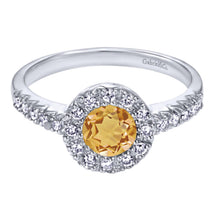 Load image into Gallery viewer, Gabriel &amp; Co. Round Cut Gemstone &amp; Diamond Halo Fashion Ring
